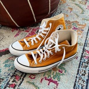 Converse High-Tops in Bright Yellow with White Accents